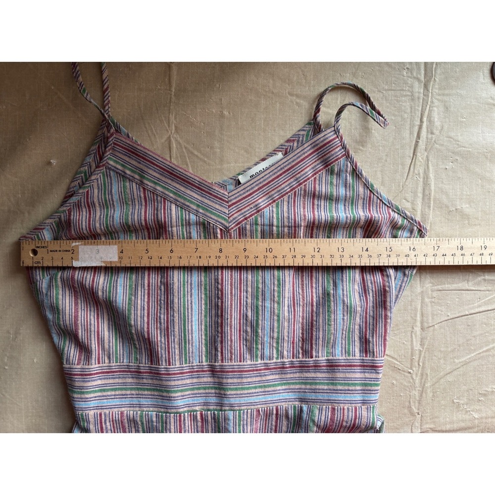 MONTEAU Multi Stripe Spaghetti Strap Mini Dress Pockets Elastic Waist Size M - Picture 4 of 8